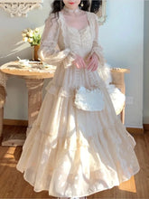 BXOXO French Elegant Fairy Lace Dress Women Autumn Sweet Ruffles Petal Sleeve High Waist Princess Clothing Vintage Evening Party Mjuer